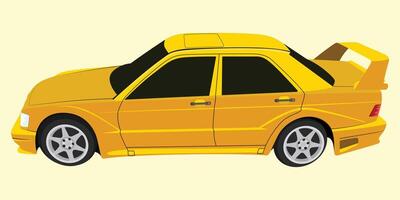 Yellow stylish racing car illustration with bold sporty look and clean elegant detailing vector