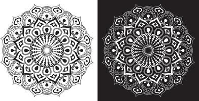 Beautifully Detailed Mandala Art with Reversed Color Effects vector