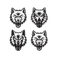 Wolf Head Silhouettes for Animal and Wildlife Concepts vector