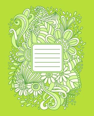 Floral hand drawn frame. Abstract doodle template for school notebook cover, wedding invitation, postcard. Ornamental pattern, illustration