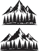 Mountains and trees silhouette illustration vector