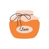 Jar with apricot jam. Sweet homemade jam. illustration. vector