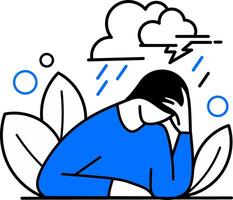 Depression mental health stress illustration vector