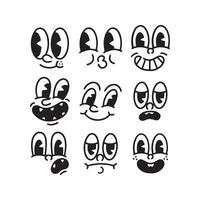 cartoon facial expressions illustrations set vector