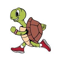 Cute cartoon illustration of a turtle mascot running vector