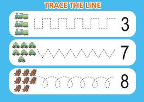 Children tracing lines with animals and vehicles vector