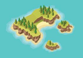Cartoon islands with trees and water vector
