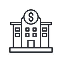 Bank Icon Outline Style. Relevant To Global Finance vector