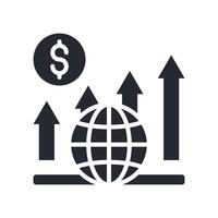 Bar Chart Icon Glyph Style. Relevant To Global Finance vector