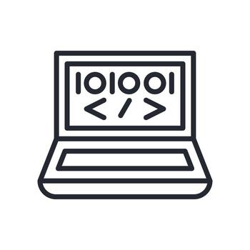 codificación icono contorno estilo. pertinente a tecnología apoyo vector