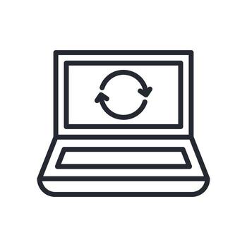 sincronización icono contorno estilo. pertinente a tecnología apoyo vector