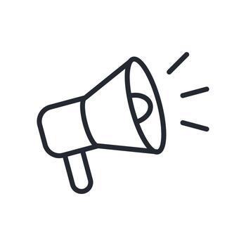 megáfono icono contorno estilo. pertinente a tecnología apoyo vector