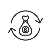 Money Bag Icon Outline Style. Relevant To Global Finance vector