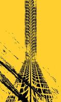 Abstract grunge tire tracks on yellow background vector