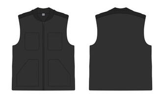Black functional vest with pockets vector