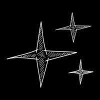 garabatear brillar estrella, parpadeando estrellas. brillar icono, limpiar estrella icono. aislado en negro antecedentes vector