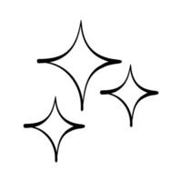 parpadeando estrellas. brillar icono, limpiar estrella icono. garabatear brillar estrella vector