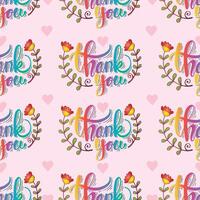 Colorful thank you floral illustration seamless pattern vector