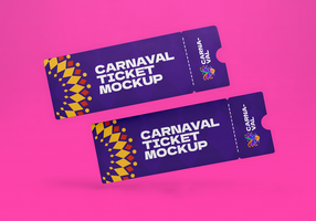 dois carnaval bilhete maquetes estão exibido contra uma vibrante Rosa fundo psd