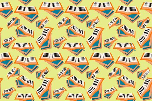 A pattern of books on a yellow background vector