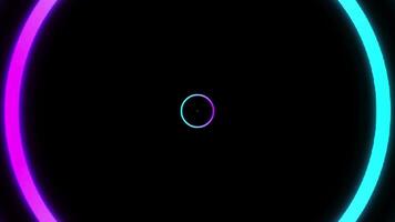 abstract moving and glowing circles with neon blue purple colors video