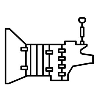 Single automotive part icon of gearbox with simple outline style vector