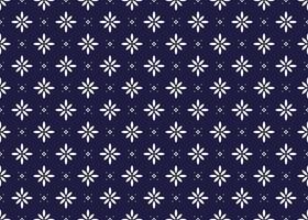 Seamless white floral blooming on dark blue background, ethnic fabric pattern, Portuguese style, minimal design for cloth, carpet, batik, wallpaper, wrapping etc. vector