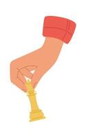 Hand with king chess piece flat icon Strategic game vector