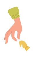 Hand with knight chess piece flat icon Strategic game vector