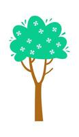 dibujos animados floreciente árbol plano icono pequeño primavera flores ilustración vector