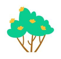 dibujos animados floreciente árbol plano icono pequeño primavera flores plano ilustración icono vector