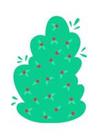 Cartoon brush with flowers flat icon Spring decorative shrubs Drawn Icon vector