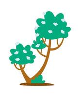 dibujos animados floreciente árbol plano icono pequeño primavera flores plano ilustración mano dibujado icono vector