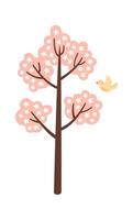 Blossoming tree flat icon Spring garden Flat Illustration Hand Drawn Icon vector