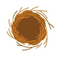 Bird nest of small twigs flat icon Flat Illustration vector