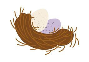 Bird eggs inside nest flat icon Illustration vector