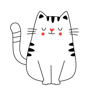 Cute cat contemporary line art element Icon