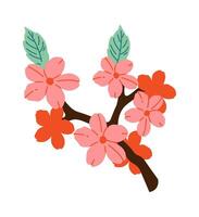 Blooming sakura flat icon Cherry blossom tree Illustration vector
