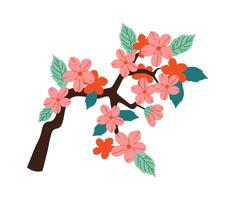 Blooming sakura flat icon Cherry blossom tree Flat Illustration vector