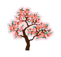 Blooming sakura flat icon Cherry blossom tree Flat Illustration Icon vector