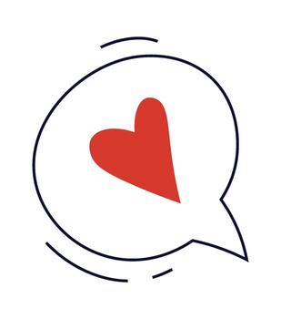 Message flat icon Communication cloud with heart vector