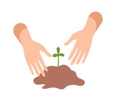 hand planting plants in rich soil flat icon vector