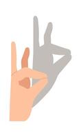 Make shadow hand animals flat icon Rabbit silhouette vector