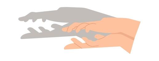 Make shadow hand animals flat icon Crocodile silhouette vector