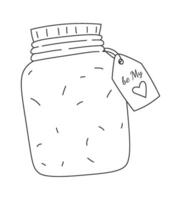 Jar with message line art Valentine days contemporary design vector