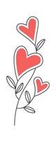 Tree with hearts flowers line art Contemporary design Illustration vector
