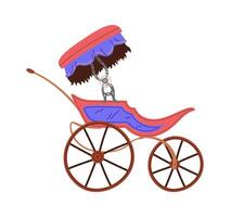 Vintage carriage for movement flat icon Ancient transport Drawn vector