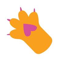 Cartoon hand drawn abstract cat paw flat icon vector