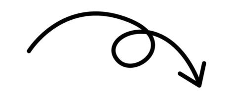 Cartoon arrow flat icon Curly line Flat Illustration Icon vector