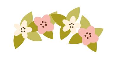 Floral wreath flat icon Cute wildflowers bouquet Flat Illustration vector